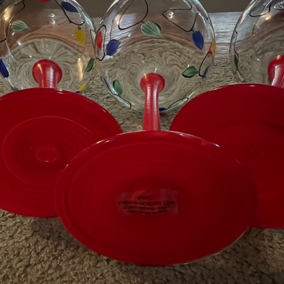 Vintage Hand Blown & Painted Balloon Shaped Home Essentials Elegant Red Stems - Picture 6 of 6